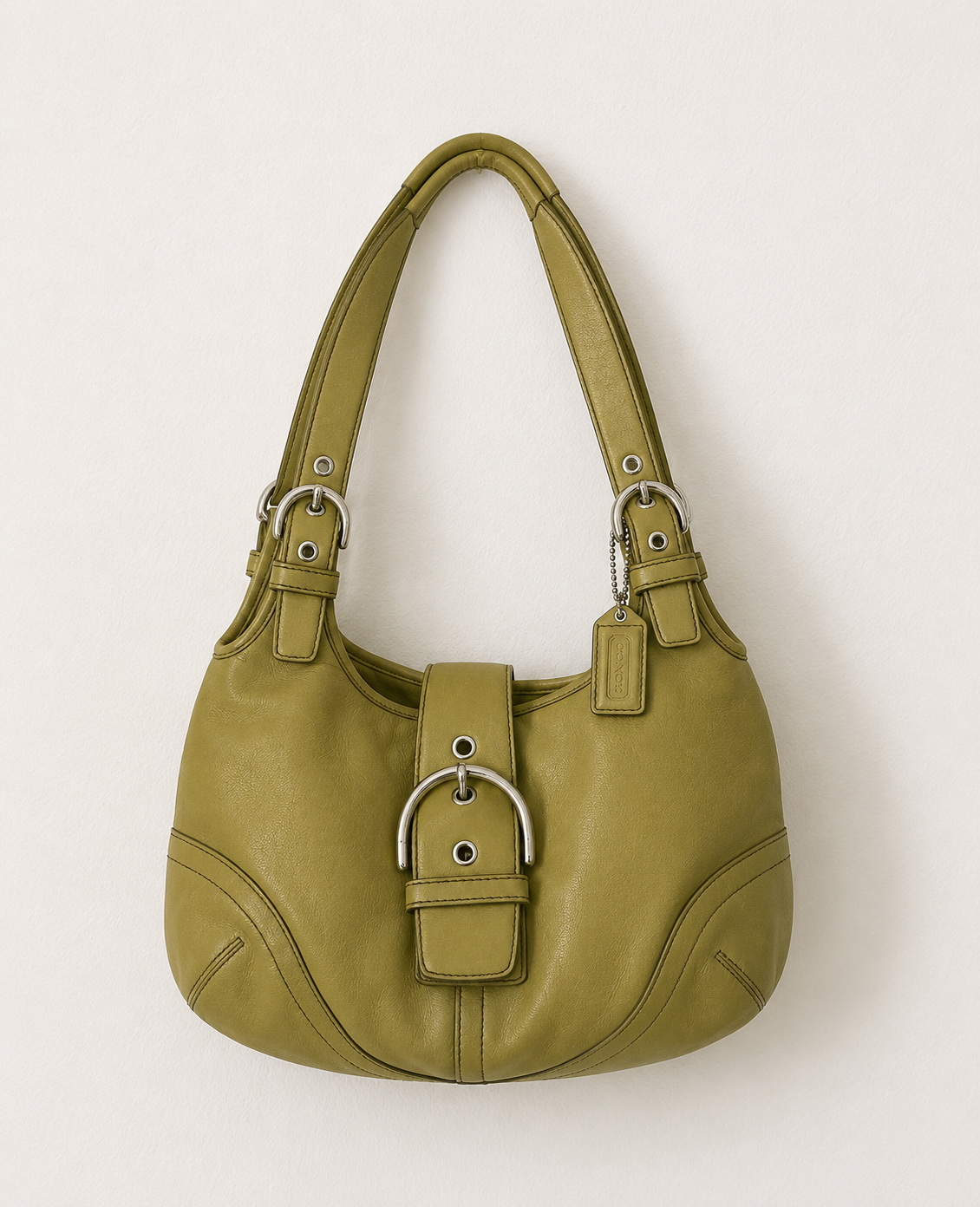 Green leather coach