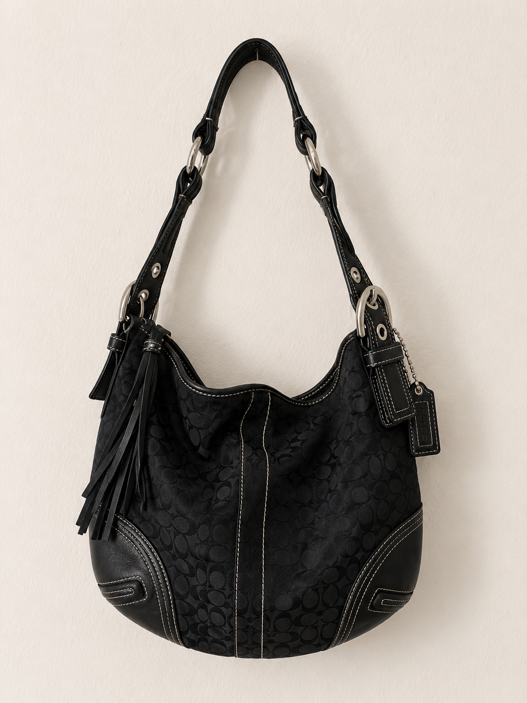 Coach black monogram hobo