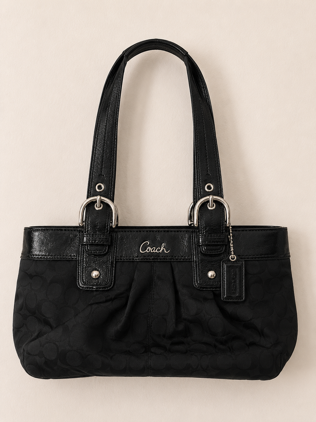Coach black monogram shoulder bag