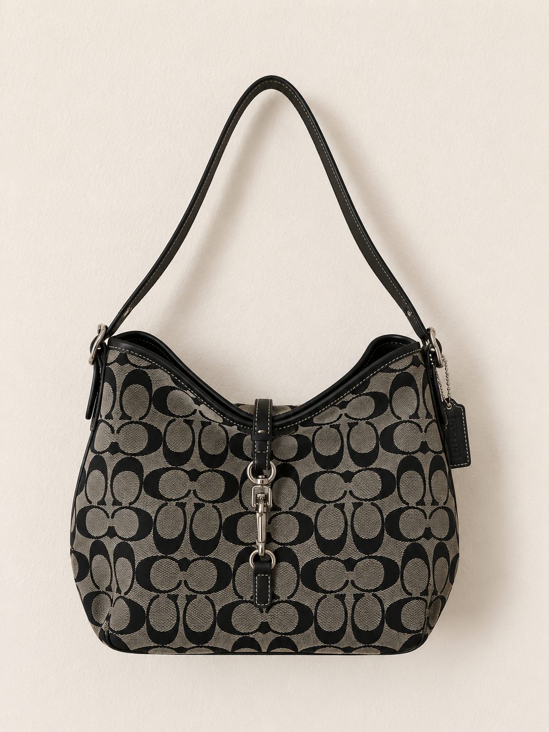 Coach Grey/black canvas shoulder bag