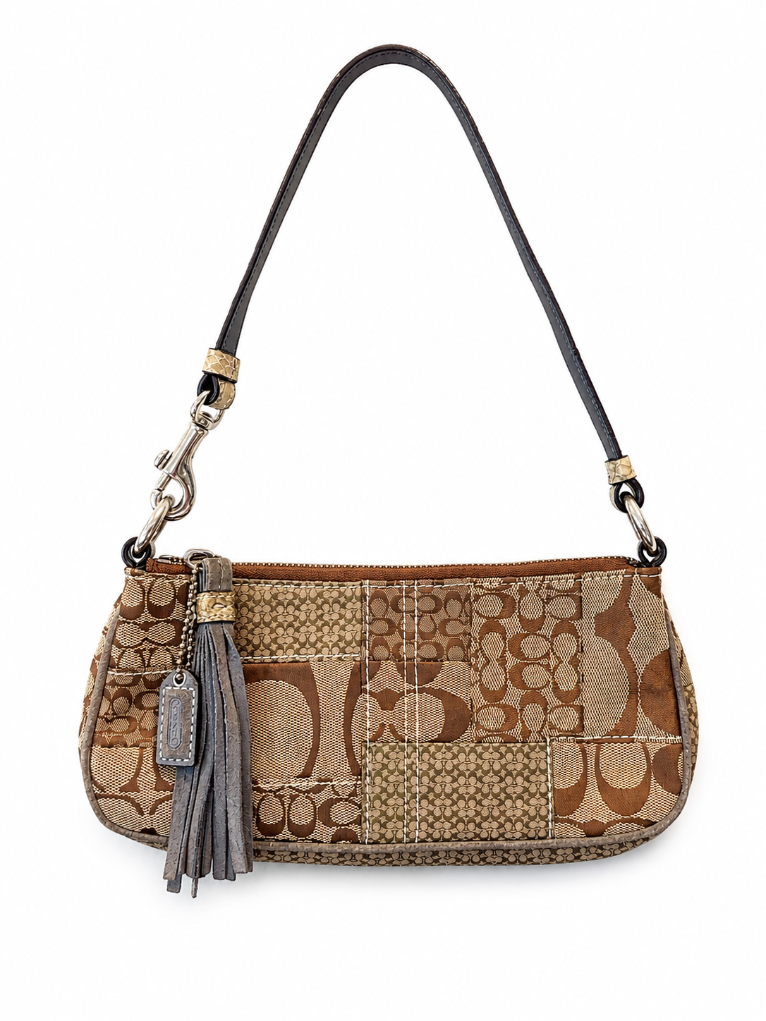Patchwork python trim shoulder bag