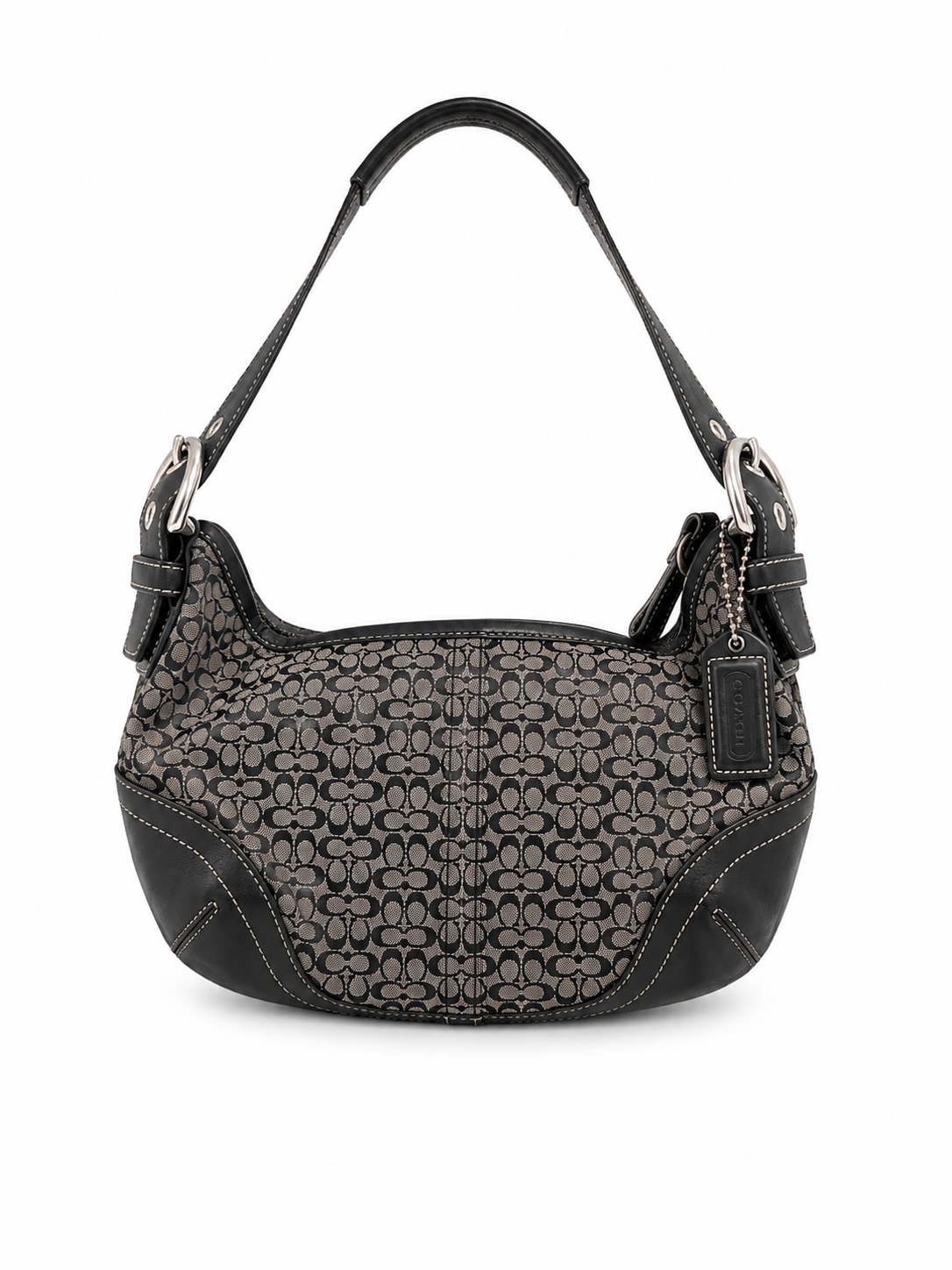 Vintage Coach black grey small hobo 6351